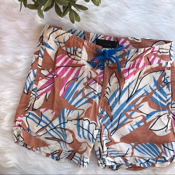 J. Crew}• desert oasis linen floral boardshorts - Picture 3 of 8